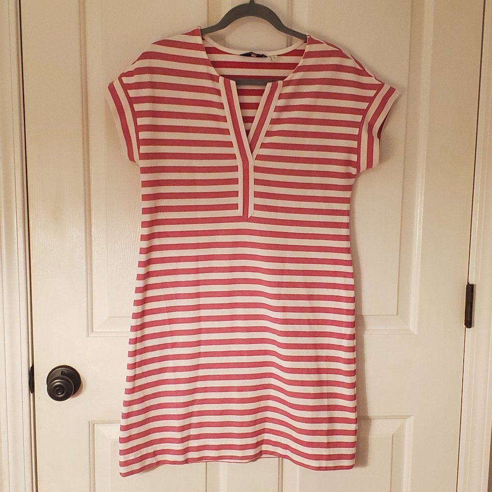 Vineyard Vines Knit Tunic Swing Dress - Pink / White Stripes